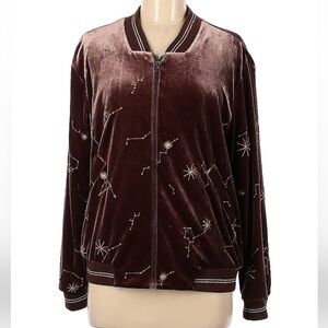 Sissy Boy Velour Bomber Track Jacket Stars Zip Sweatshirt Constellation Space M